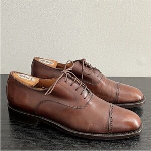 Salvatore Ferragamo Brown Leather Cap Toe Oxford Dress Shoes, Men's, Size 9.5 D